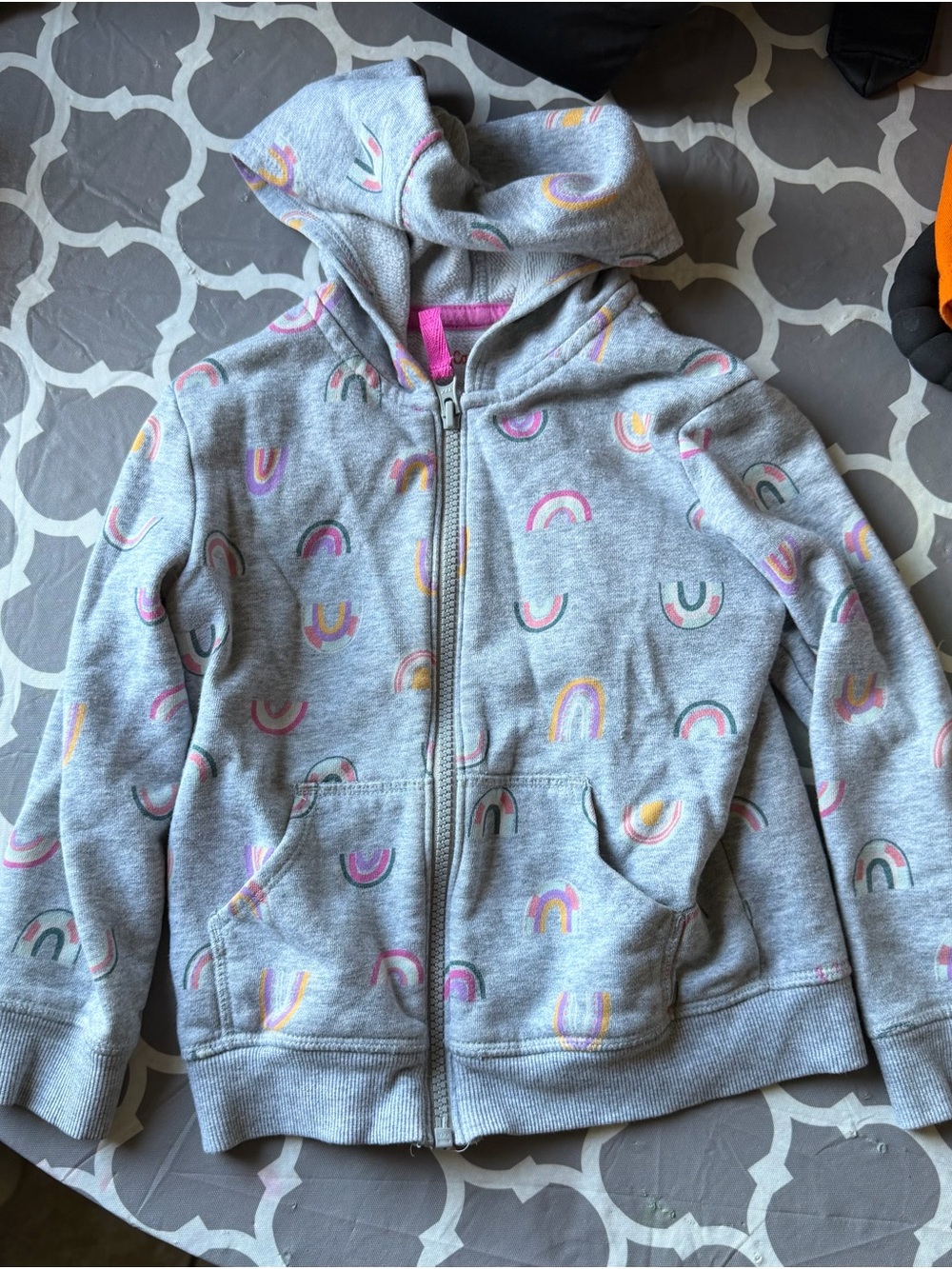 Cat & Jack Gray Hoodie with Pastel Rainbow Motif